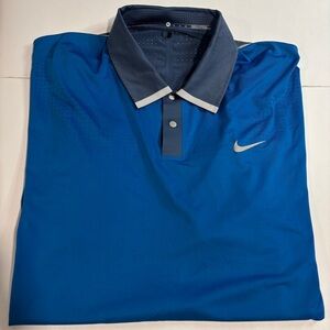 Nike Tiger Woods Collection Polo Shirt Mens XL Blue Dri-FIT Golf Athletic Swoosh